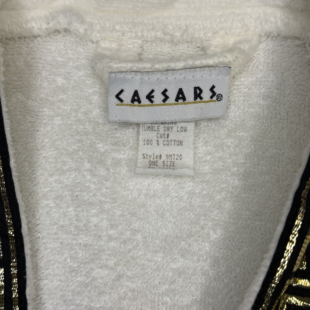 VTG 80s Caesars Palace White Terry Cloth Robe Gold Black Accents Mens Womens - Picture 2 of 12